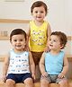 Babyoye Elastane Knit Sleeveless Vests With Car Print Pack of 3 - Multicolor