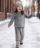 Babyhug Velour Woven Full Sleeves Co-ords Winter Wear Suit with Star Print - Grey
