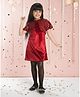 Ministitch Velvet Woven Solid Dress With Half Sleeves Sequin Embellished Shrug  - Maroon