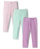 Bonfino 100% Cotton Knit Full Length Solid Color Leggings Pack of 3 - Multicolor