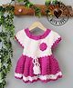 Woonie Hand Knitted Cap Sleeves Floral Applique Detailed Dress - Purple