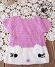 Woonie Hand Knitted Cap Sleeves Animal Face Designed Dress - Purple