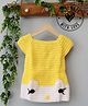 Woonie Hand Knitted Cap Sleeves Animal Face Designed Dress - Yellow