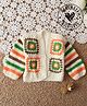 Woonie Hand Knitted Full Sleeves Square Designed Cardigan - Multi Colour