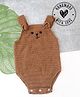Woonie Handknitted Sleeveless Bear Designed Onesie - Brown
