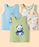 Babyoye Elastane Knit Sleeveless Vests with Animal Print Pack of 3 - Multicolor