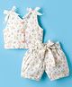 Dew Drops Poplin Woven Sleeveless Co-Ords Top & Shorts Set - Off White