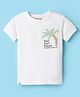 Lazy Bones Sinker Knit Half Sleeves T-Shirt With Palm Tree Print - White