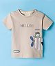 Ollypop Sinker Knit Half Sleeves T-Shirt With Animal Print - Ivory