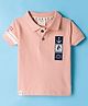 Ollypop Cotton Knit Half Sleeves Polo T-Shirt With Nautical Theme Embroidery - Peach