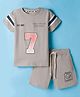 Lazy Bones Sinker Knit Half Sleeves T-Shirt & Shorts Set with Text Print - Grey