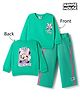 Bonfino Disney Terry Knit Drop Shoulder Full Sleeves T-Shirt & Lounge Pant Set with Front & Back Minnie Mouse Graphic - Green