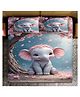 BhaiJi Bedsheets 220TC Glace Cotton Bed Sheet Double Bed With 2 Pillow Covers Full HD Digital Prints - Elephant under tree