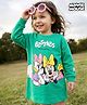 Bonfino Disney 100% Cotton Knit Full Sleeves Oversized Knee Length One Piece Dress With Minnie & Friends Graphics - Green