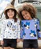 Bonfino Disney Single Jersey Knit Full Sleeves T-Shirts with Minnie & Friends Graphics & Frill Detailing Pack of 2 - White & Blue