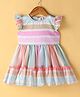 Rassha Cap Sleeves Striped Knee Length Dress - Multi Colour