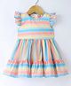 Rassha Cap Sleeves Striped Knee Length Dress - Multi Colour