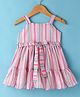 Rassha Sleeveless Striped & Bow Applique Detailed Knee Length Dress - Multi Colour