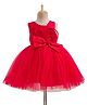Blabber Sleeveless Pleated & Bow Applique Detailed Knee Length Dress - Red