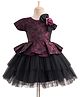 Blabber One Shoulder Bow & Floral Applique Detailed Knee Length Dress - Wine