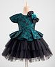 Blabber One Shoulder Bow & Floral Applique Detailed Knee Length Dress - Green