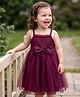 Kookie Kids Woven Sleeveless Solid Party Frock With Bow Applique - Wine