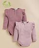 Cot & Candy Organic Cotton Knit Pack Of 2 Full Sleeves Frill Detailed Onesie - Baby Pink & Pink
