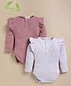 Cot & Candy Organic Cotton Knit Pack Of 2 Full Sleeves Frill Detailed Onesie - Baby Pink & Pink