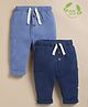 Cot & Candy Organic Cotton Knit Pack Of 2 Solid Pant - Navy Blue & Light Blue