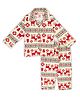 TIPPY TOP Cotton Blend Woven Christmas Theme Full Sleeves Reindeer Printed  Coordinating Shirt & Pajama Night Suit Set - Red