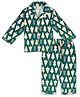 TIPPY TOP Cotton Blend Woven Christmas Theme Full Sleeves Christmas Tree Printed Coordinating Shirt & Pajama Night Suit Set - Green
