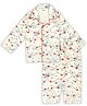 TIPPY TOP Cotton Blend Woven Christmas Theme Full Sleeves Snowy Mountains Printed Coordinating Shirt & Pajama Night Suit Set - Cream