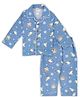 TIPPY TOP Cotton Blend Woven Christmas Theme Full Sleeves Polar Bear & Snow Flakes Printed Coordinating Shirt & Pajama Night Suit Set - Blue