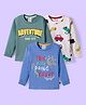 Mini Donuts Sinker Knit Full Sleeves T-Shirts with Vehicle Print Pack of 3 - Blue Green & Cream