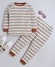 BABY NATION Cotton Knit Full Sleeves Striped Coordinating Night Suit Set - Multi Colour