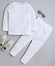 BABY NATION Cotton Knit Full Sleeves Polka Dots Printed Coordinating Night Suit Set - White