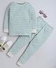 BABY NATION Cotton Knit Full Sleeves Striped Coordinating Night Suit Set - Light Green