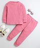 BABY NATION Cotton Knit Full Sleeves Solid Night Suit Set - Pink