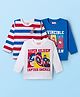 Babyhug Marvel Single Jersey Knit Full Sleeves T-Shirts with Avengers Graphic & Stripes Pack of 3 - Multicolor