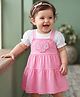 Babyoye Cotton Knit Frock With Inner Tee Half Sleeves Floral Print Pink/White 3-6 Months