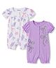 Babyoye 100% Cotton Interlock Knit Half Sleeves Eco Conscious Rompers With Eco Jiva Finish Sea Shell & Bow Print Pack of 2 - Purple