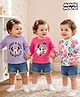 Babyhug Disney Single Jersey Knit Full Sleeves T-Shirts with Minnie Mouse Graphic Pack of 3 - Pink White & Lavender