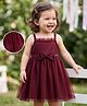 Kookie Kids Woven Sleeveless Party Dress With Bow Applique - Wine
