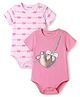 Babyoye 100% Cotton Interlock Knit Eco Conscious Half Sleeves Onesies With Eco Jiva Finish & Bow Print Pack of 2 - Multicolor
