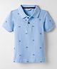 Smarty Boys Sinker Knit Half Sleeves T-Shirt With Vehicle Print - Light Blue