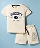 Smarty Boys Sinker Knit Half Sleeves T-Shirt & Shorts Set with Brooklyn Print - Cream