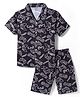 Smarty Boys Sinker Knit Half Sleeves Shorts Co-ords Night Suit With Text Print - Charcoal Grey