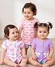 Babyoye Eco Conscious 100% Cotton Knit With Eco Jiva Finish Half Sleeves Jhablas with Bow Applique Pack of 3 - Multicolor