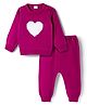 Babyhug Knit Full Sleeves Pullover Sweater Set with Heart Design - Pink