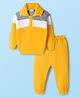 Babyhug Knit Full Sleeves Pullover Sweater Set with Color Block - Yellow